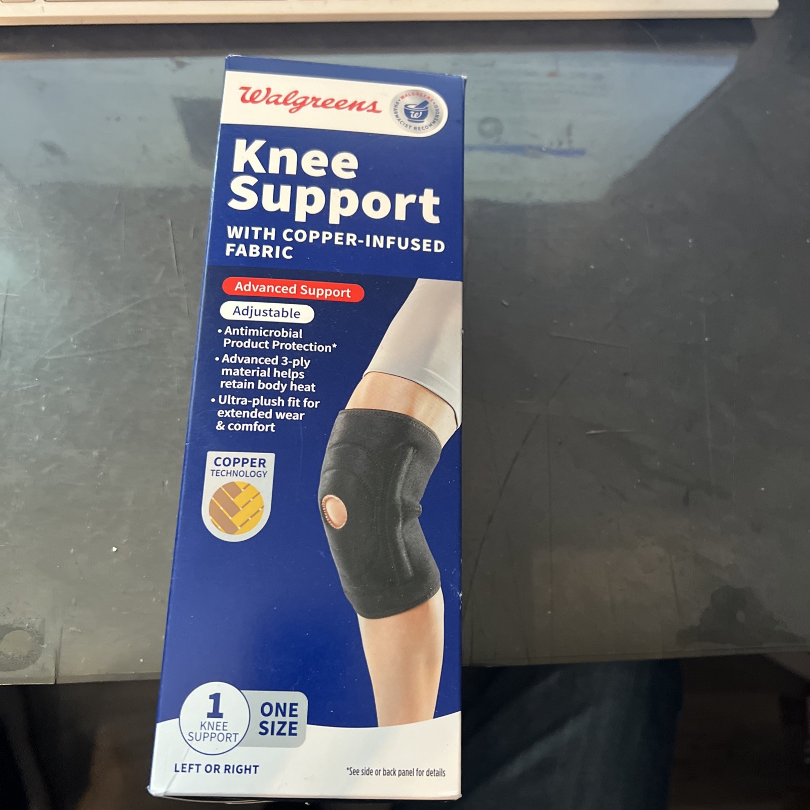 Walgreens~ Knee Support w/ Copper-Infused Fabric ~ Fits Left Or Right ~One Size