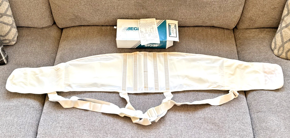Back Brace Lifting Belt Lumbar Support W/ Suspender Waist Aegis XXL Hip 48-52”