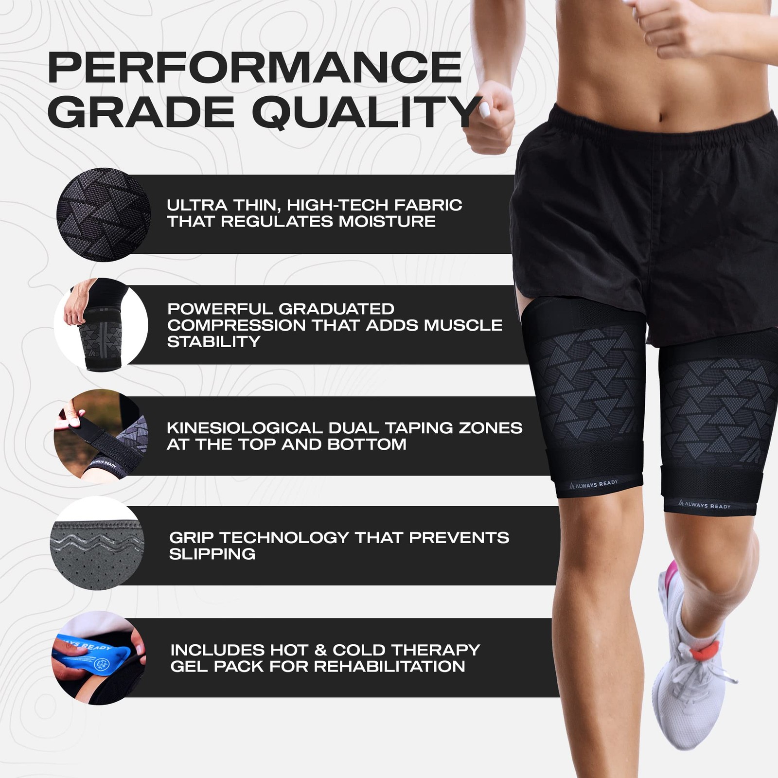 , Thigh Compression Support Sleeve (2 Per Pack) with Hot & Cold Gel Pack for …