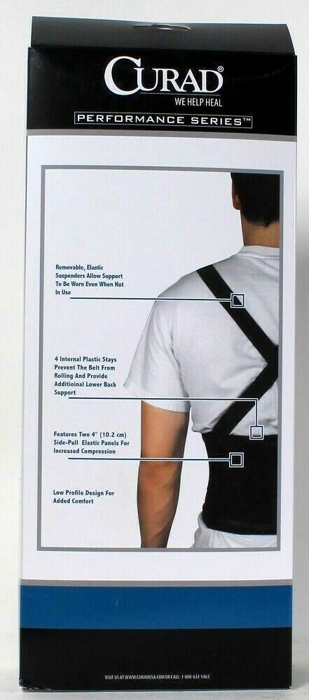 Curad Performance Series Back Pain Muscle Weakness Back Support With Suspenders