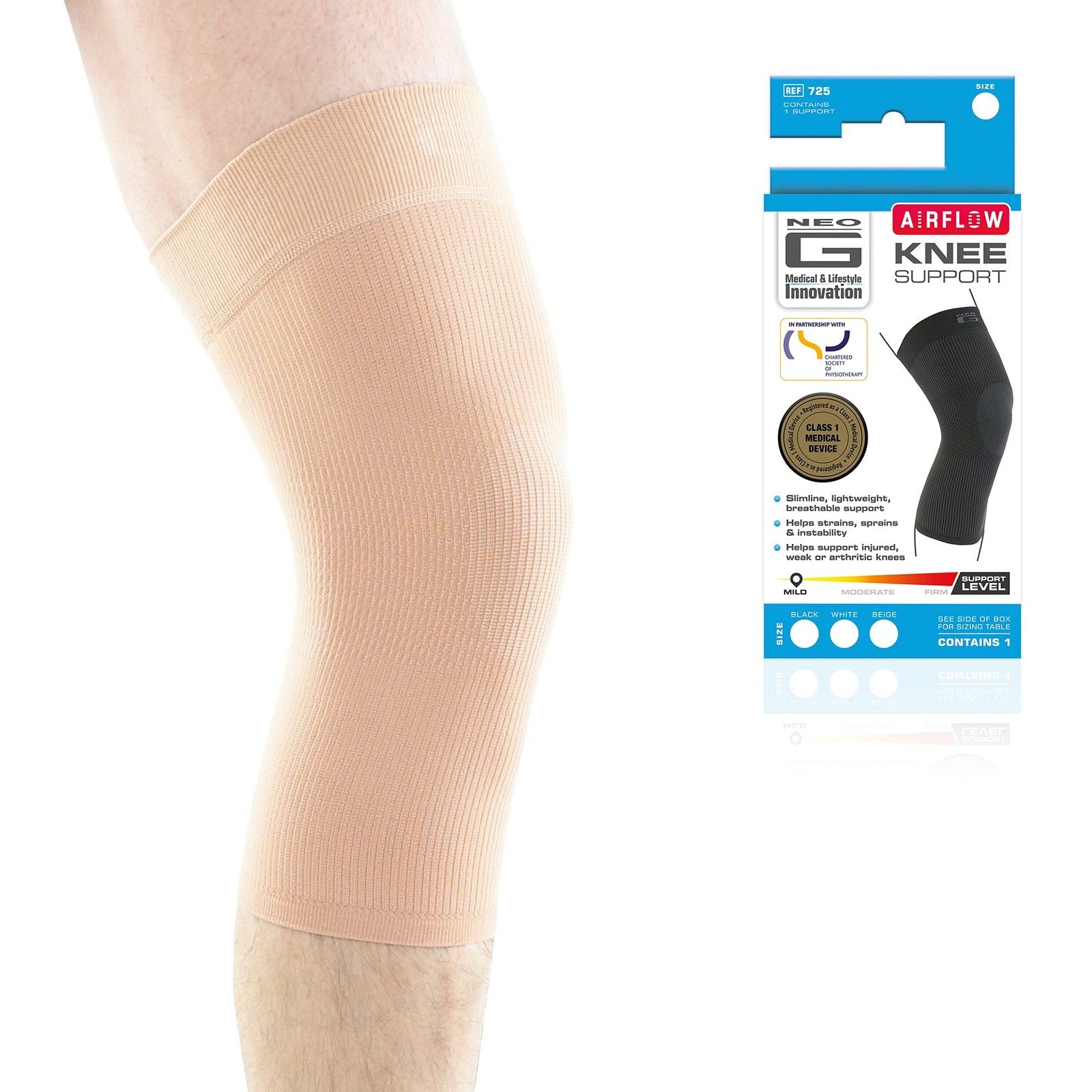 Airflow Knee Sleeve Compression Support Brace Sprains Strains Daily Sports Gym