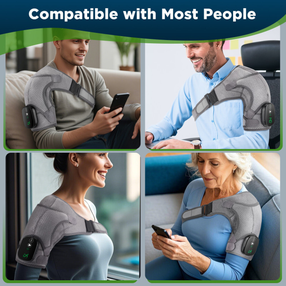 Electric Shoulder Massager W/ 3Vibration 3Heated Massage Brace Joint Pain Relief