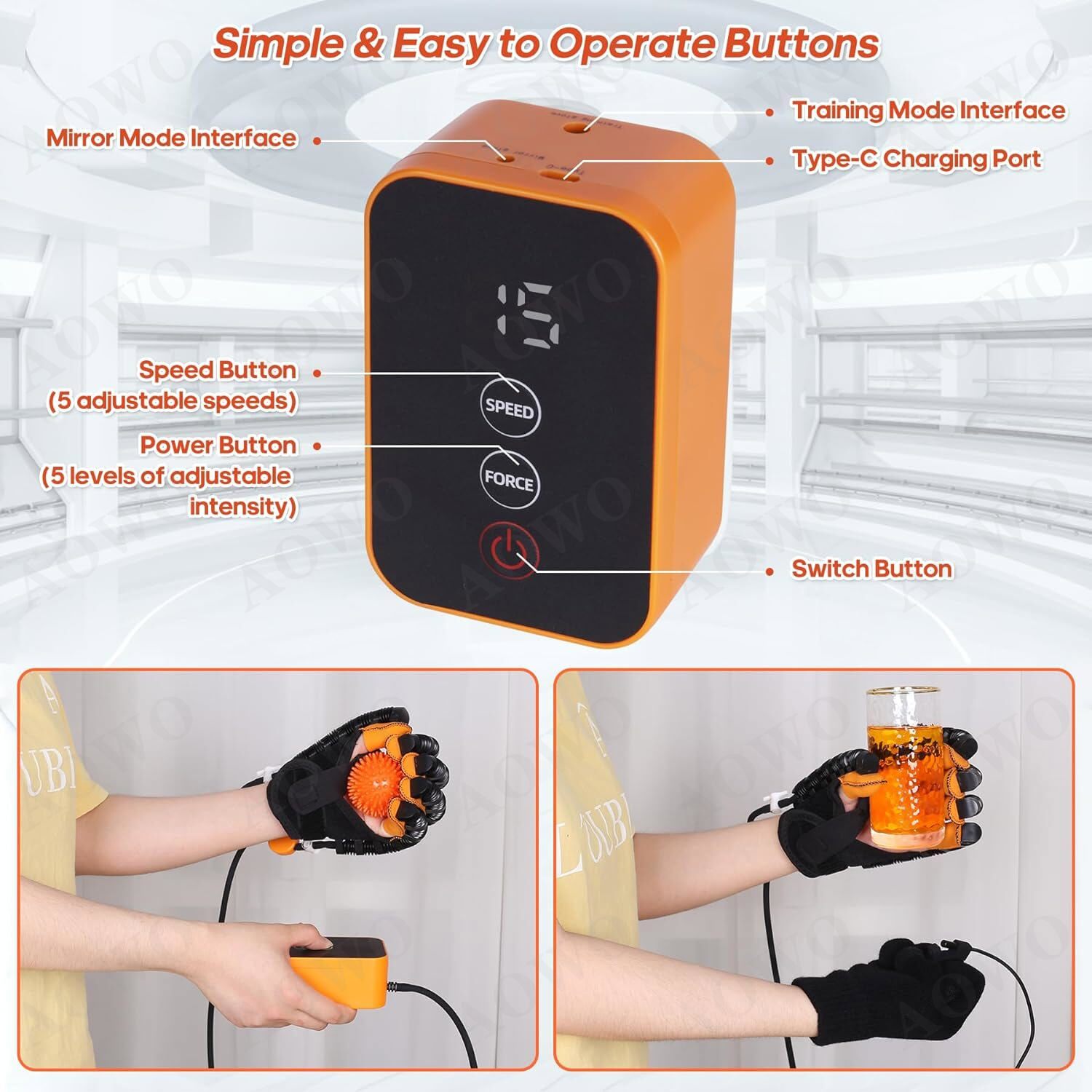 R+L Hand Function Rehabilitation Robot Gloves Finger Hemiplegia Recovery Trainer