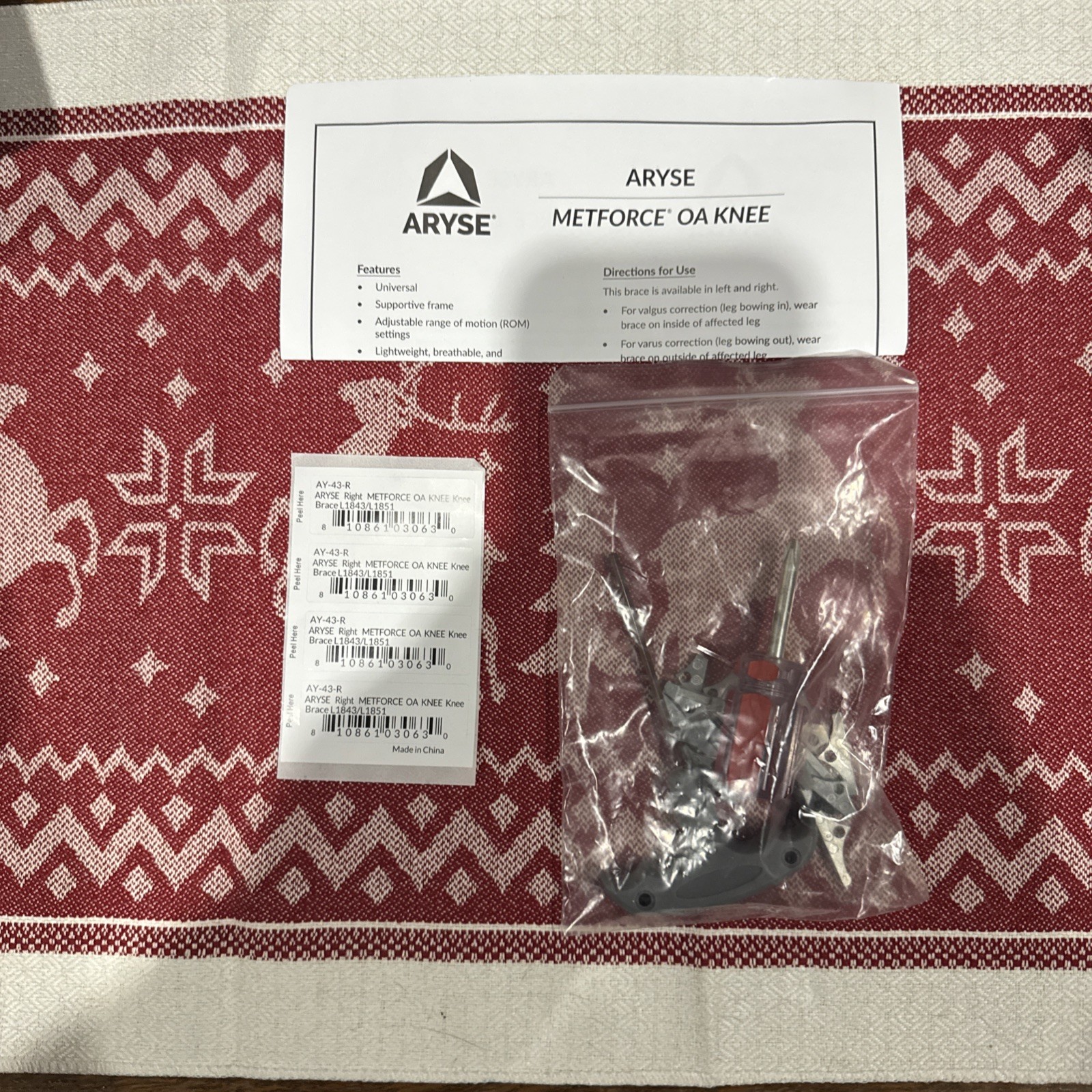 NEW ARYSE AY-43-R Metforce OA KNEE Knee Brace w/ Tool Kit RIGHT