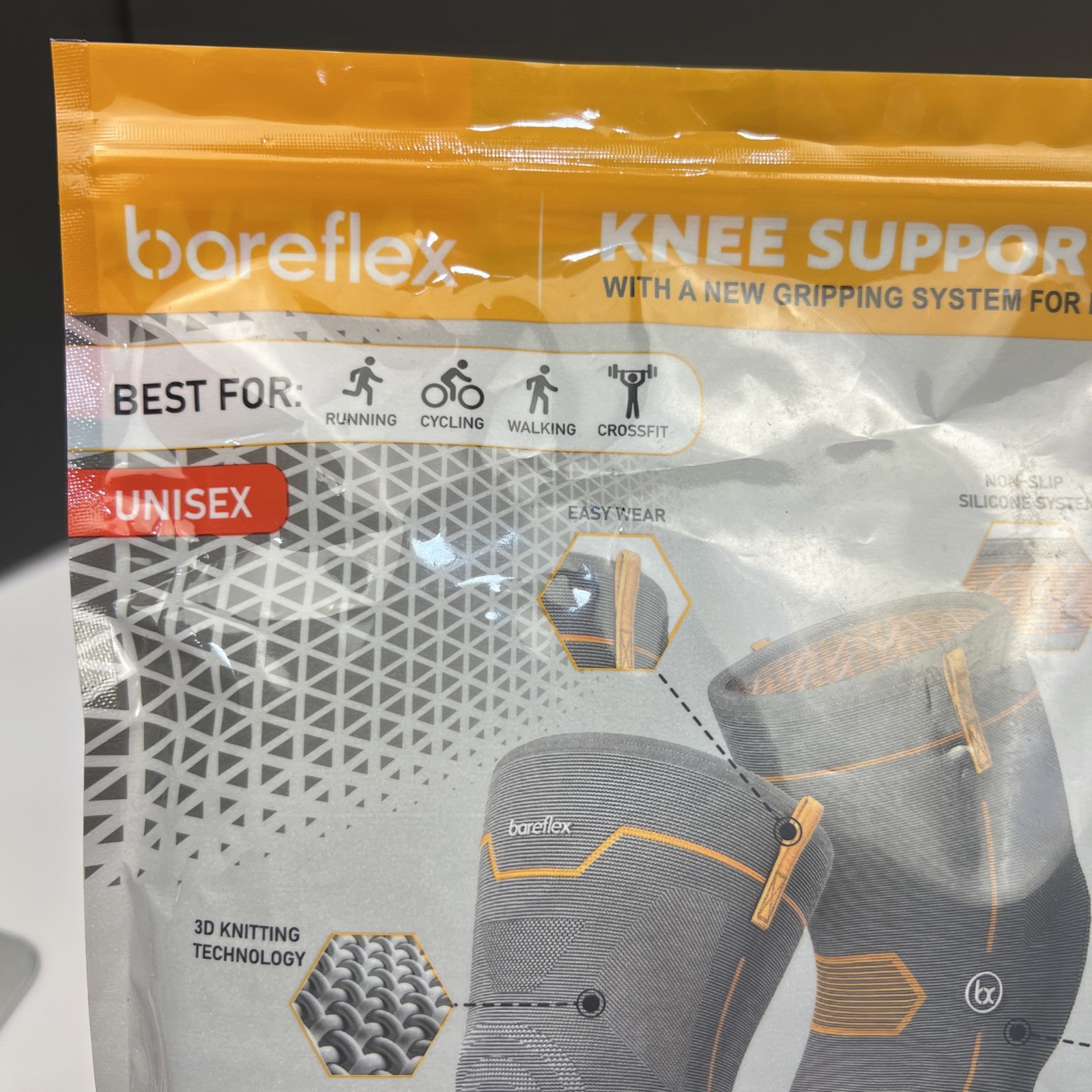 2 Knee Compression Suppott Sleeve Brace, Gray , Unisex L, Support Relief PAIR