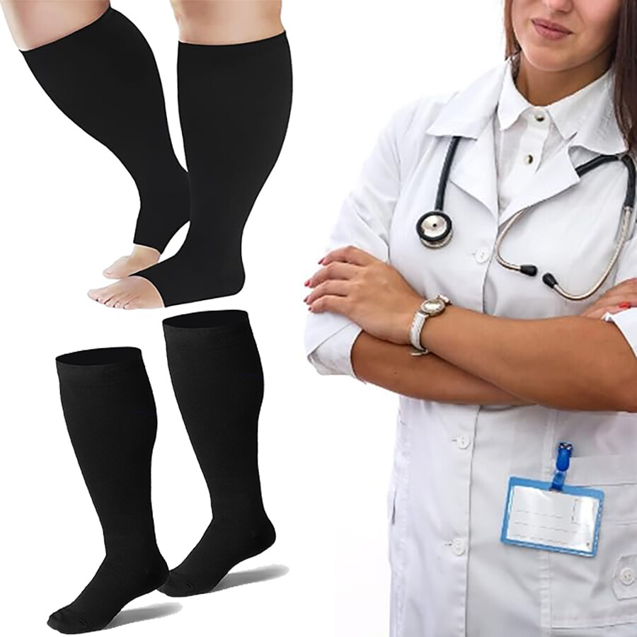 4XL Wide Calf Medical Compression Socks 15-20mmHg Open Toe for Men Women CFR US