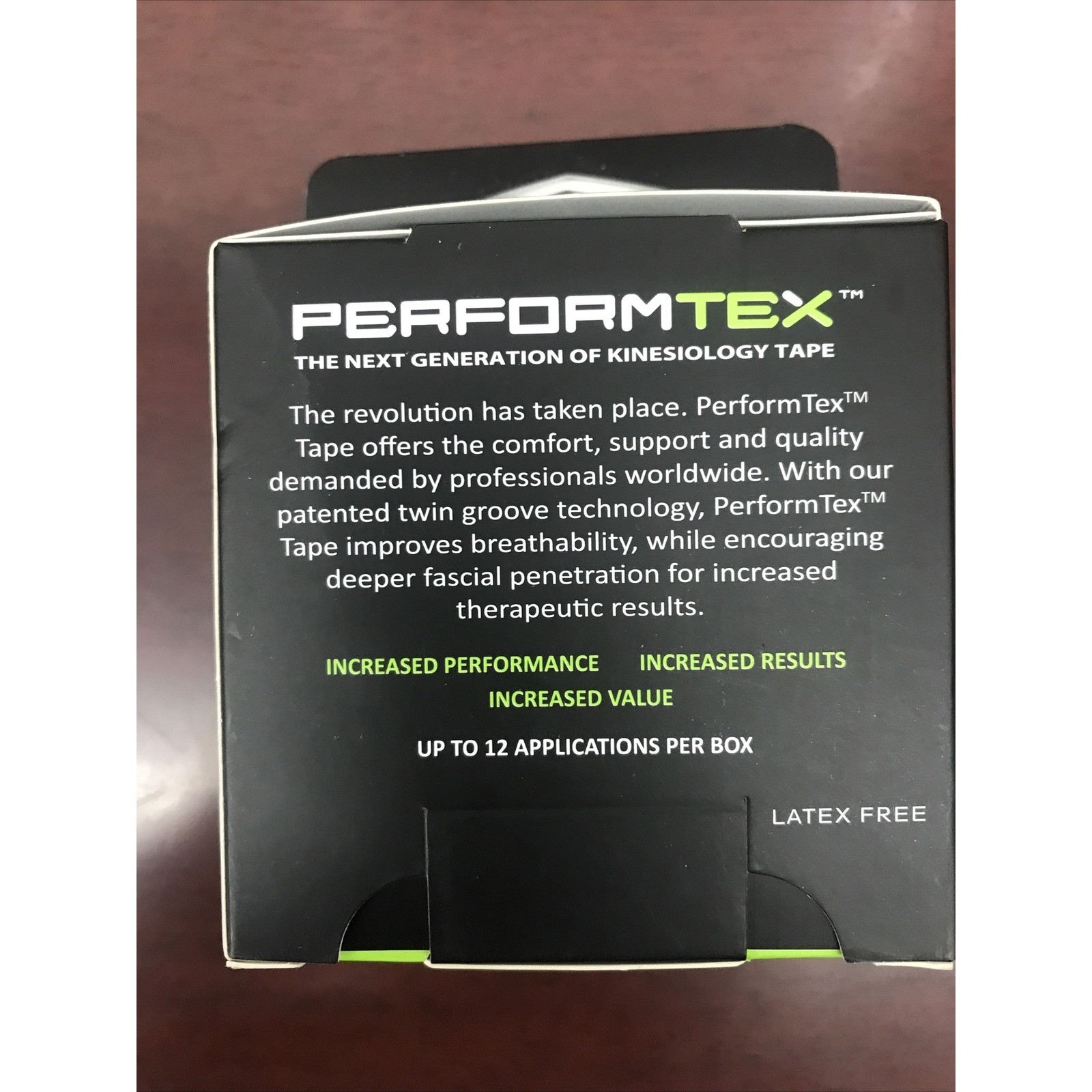 PerformTex Elastic Kinesiology Tape Black 20 Pre-Cut Strips 2×10 Latex Free