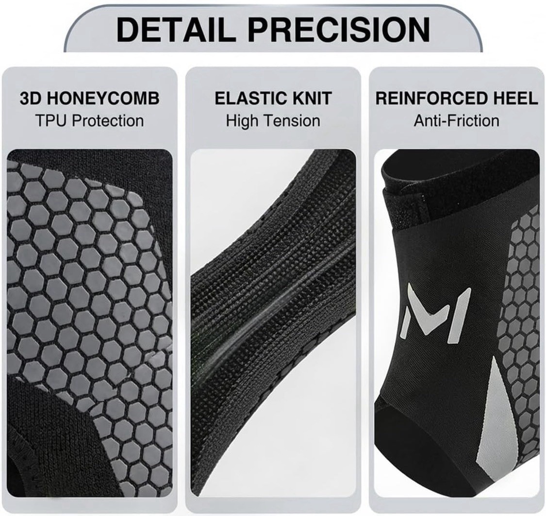 Easybos Ankle Brace TPU Honeycomb Protection Elastic Knit Black Size M