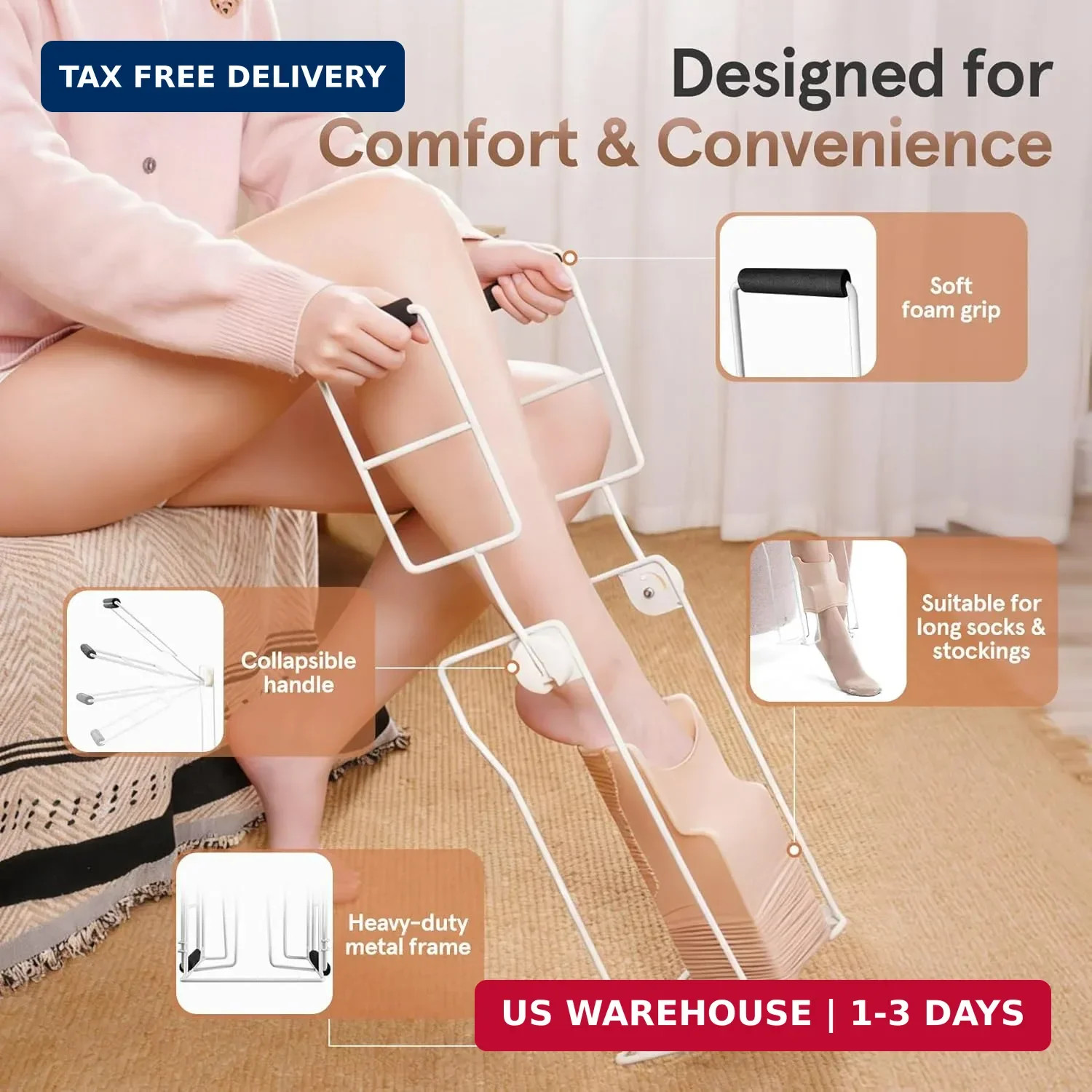 Wide Compression Sock Aid for Swollen Legs, Bariatric Stocking Donner Device for