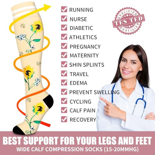 Bluemaple Copper Compression Socks For Women & Large-X-Large A-multicoloured204