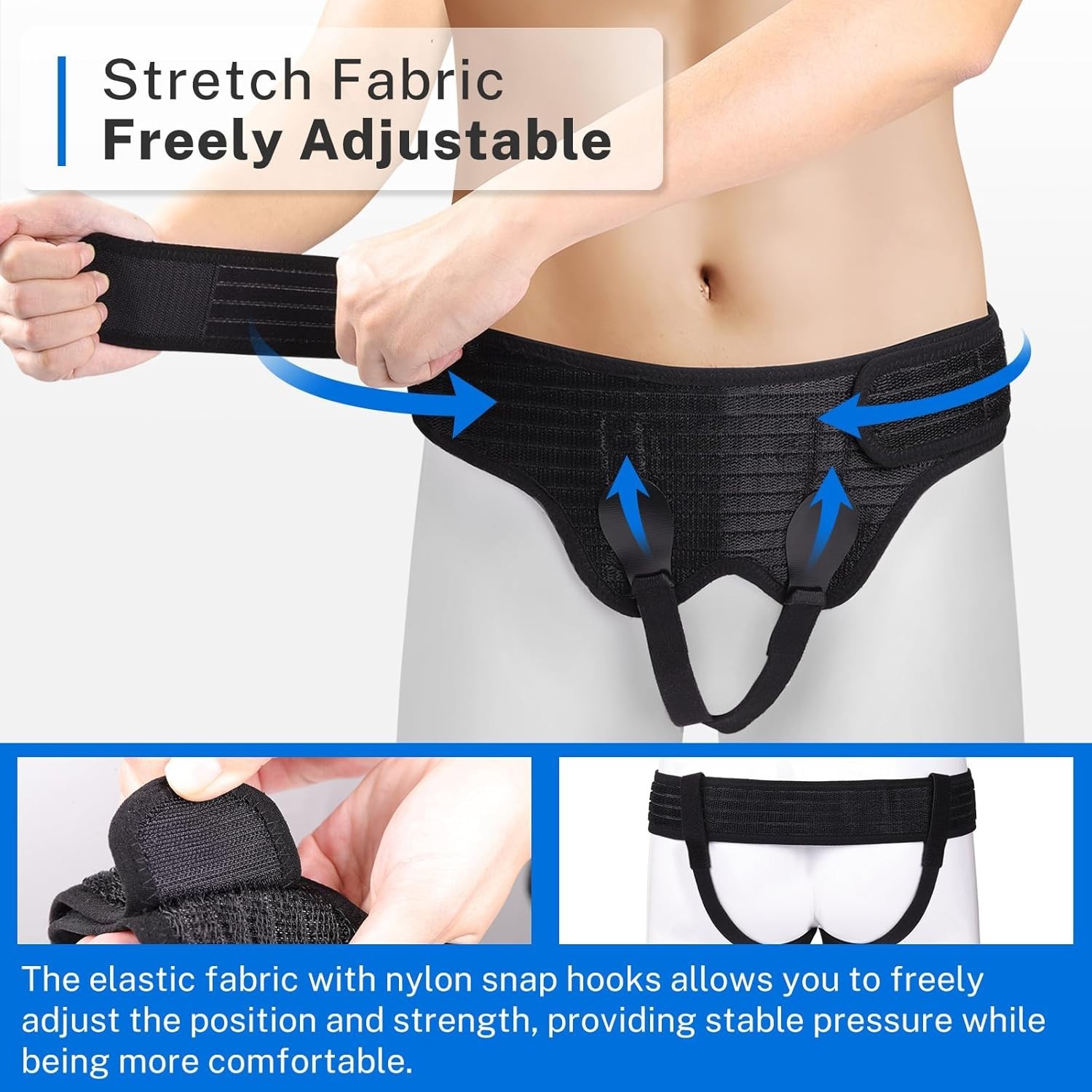 Upgraded Inguinal Hernia Belt for Men Women, 4 Removable Pads, Support