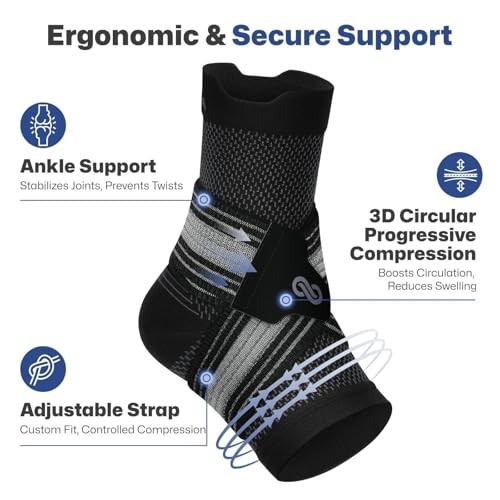 2 Pairs Ankle Braces for Men & Women Plantar Fasciitis Medium Black（2 pairs）