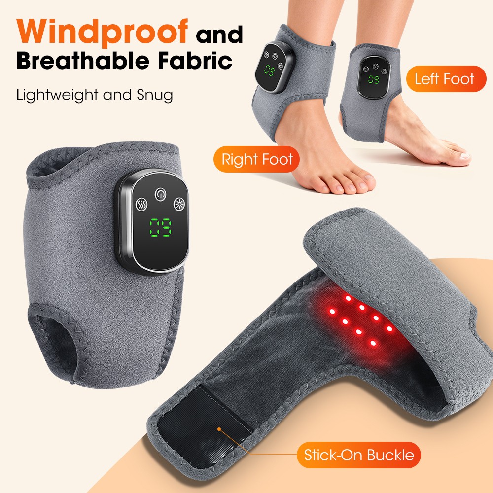2Pcs Red Light Therapy Ankle Massager Pain Relief 3 Vibration Modes 5 Heat Level