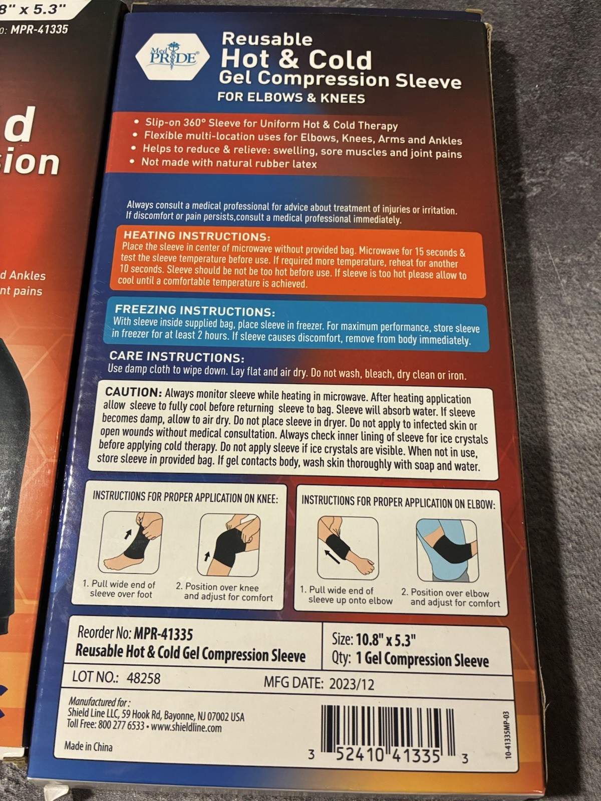 Med Pride Hot & Cold Gel Compression Sleeve for Elbow Knee Arm – X2