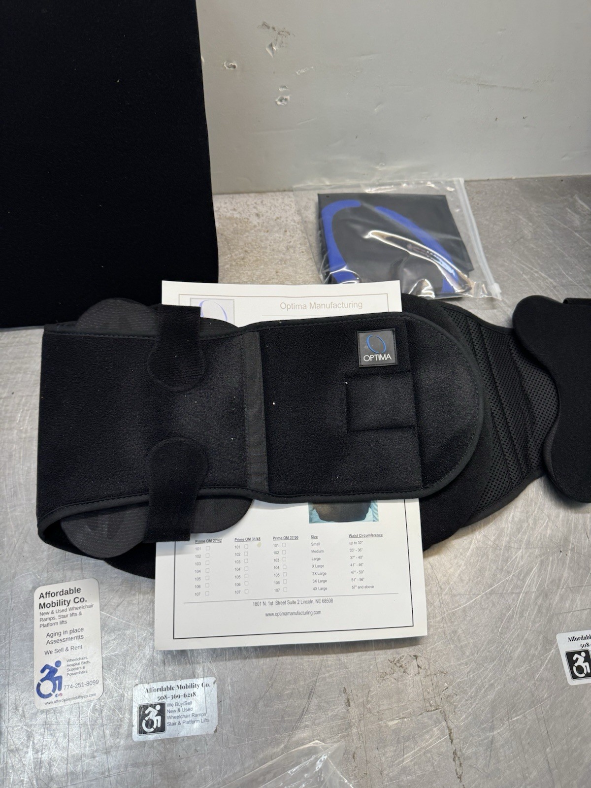Optima Manufacturing Prime Series Therapy Back Brace/ Suport w/ Carrying Bag XL