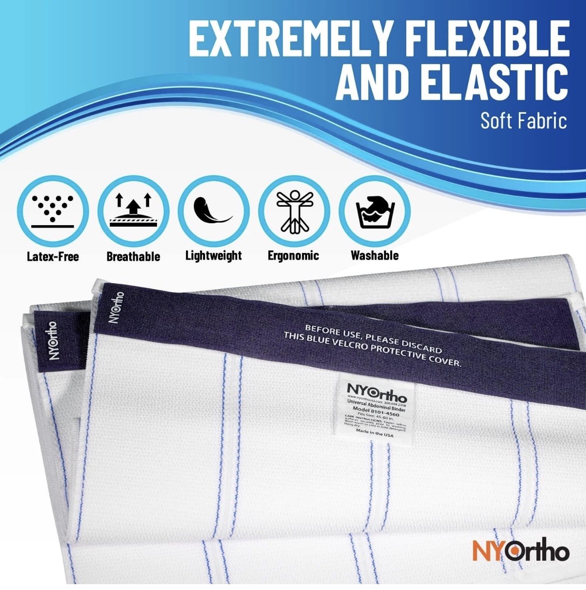 Abdominal Binder 12-Inch Wide Post-Surgery Stomach Compression Wrap, 30”-45”