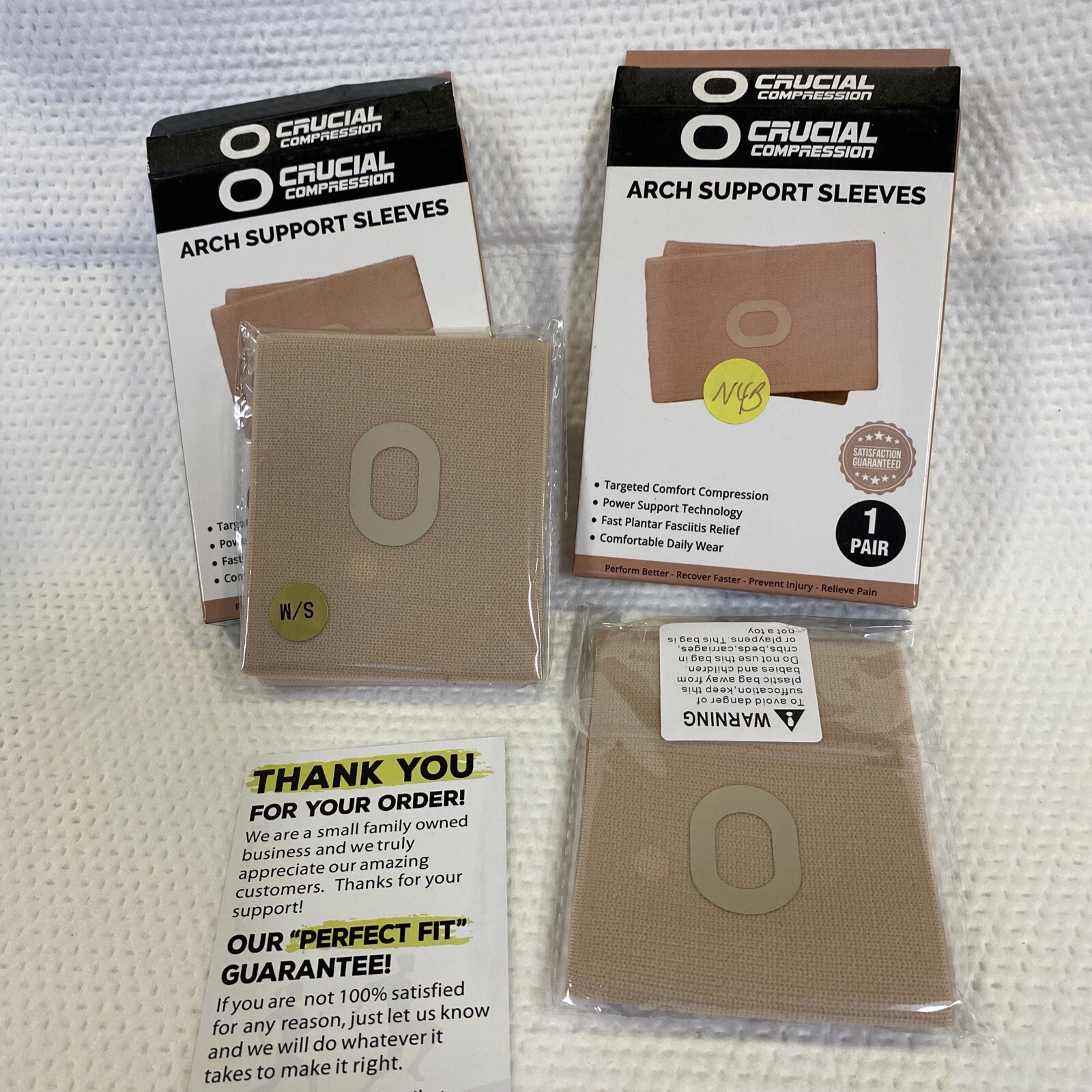 compression arch support sleeves 2 pairs beige small/medium