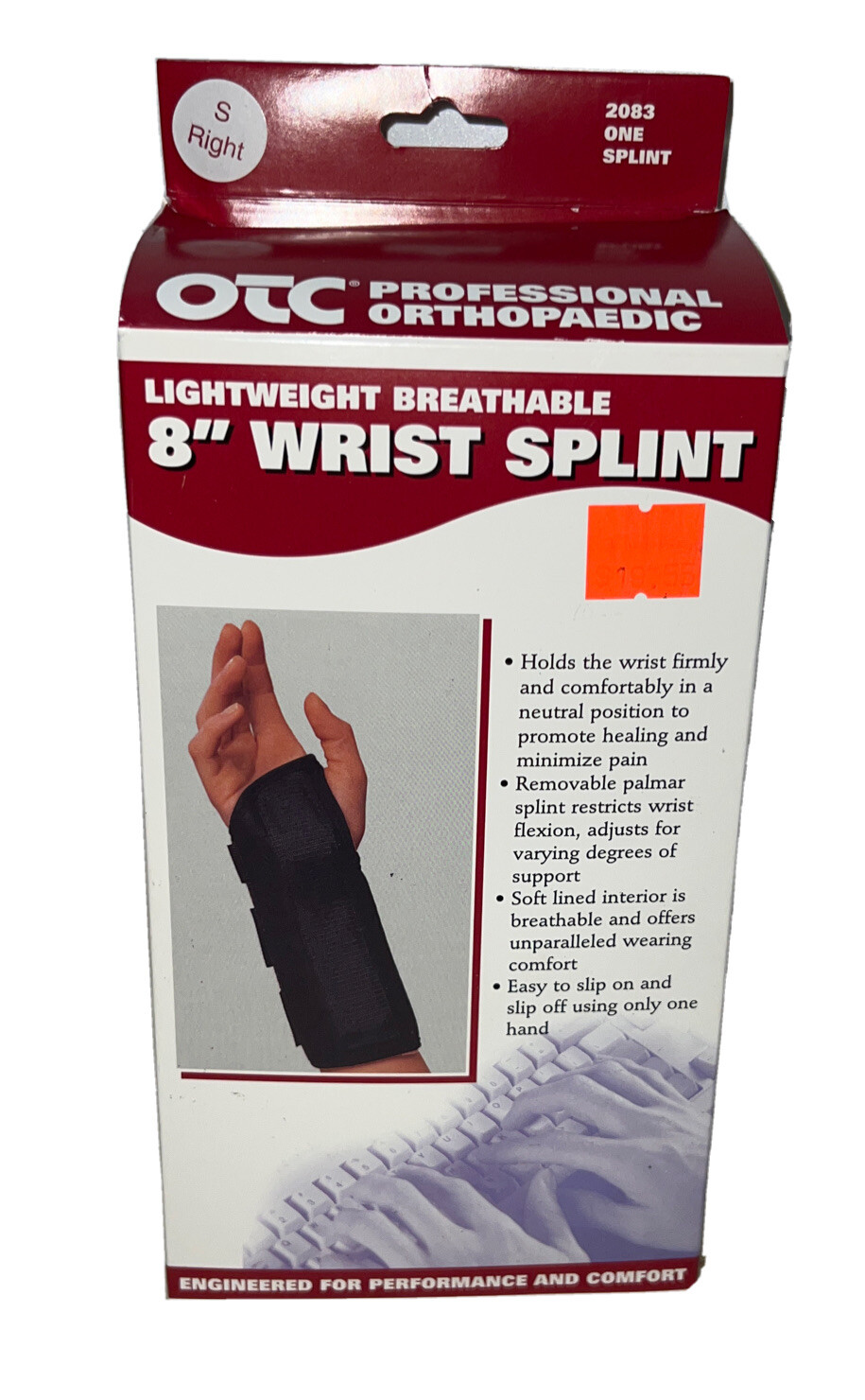 Wrist Splint, Adult Support Brace, Small, 8 Inch (Right Hand)