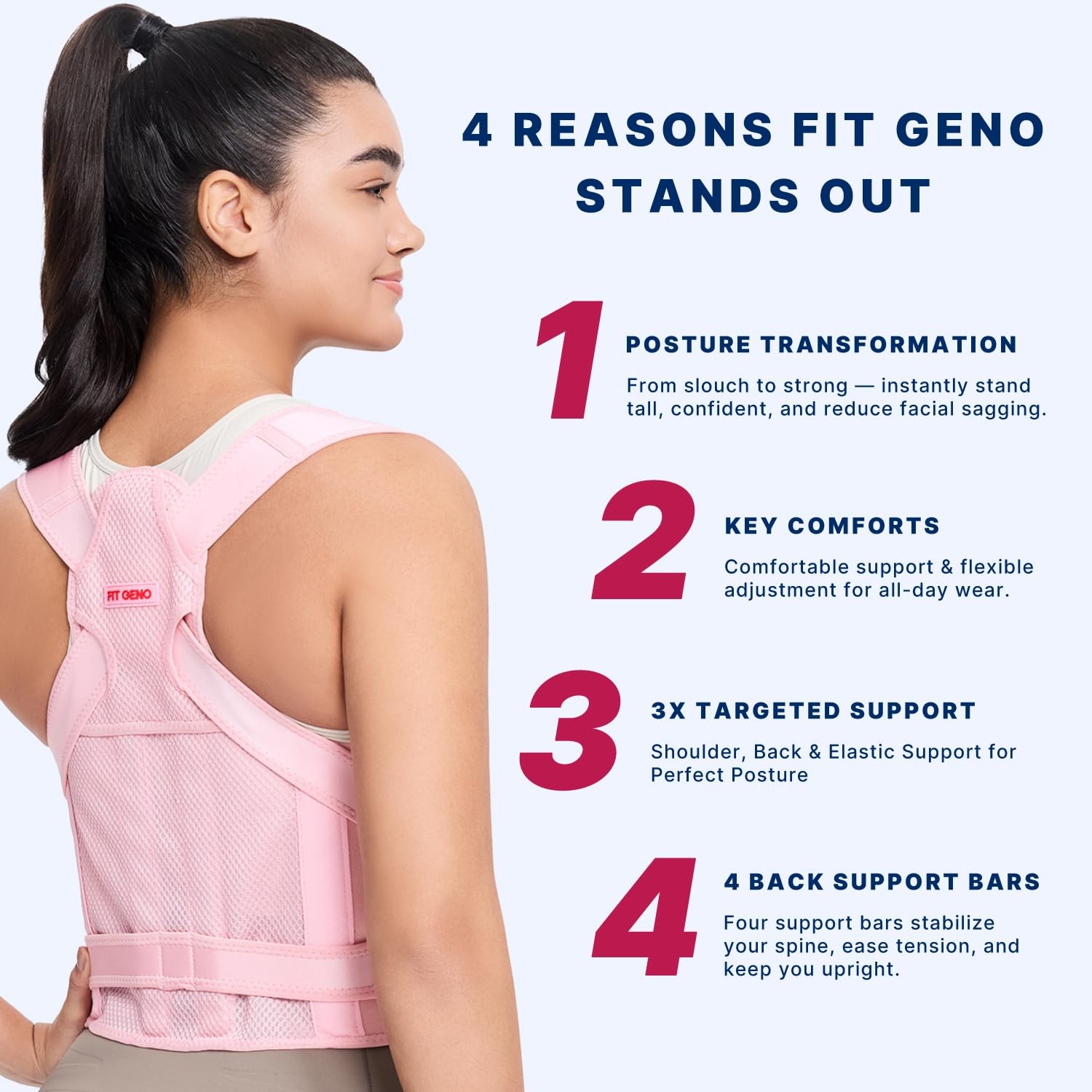 Fit Geno Back Brace and Adjustable Posture Corrector And Trainer for Women and