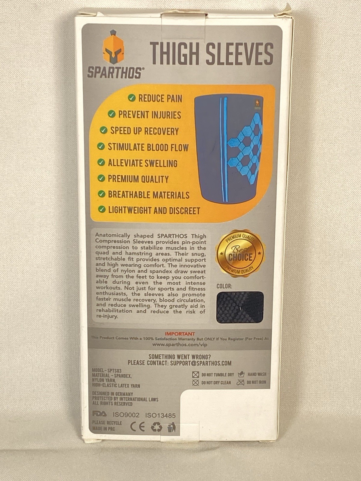 Sparthos Thigh Compression Sleeves Support 1-pair Size XL – Black