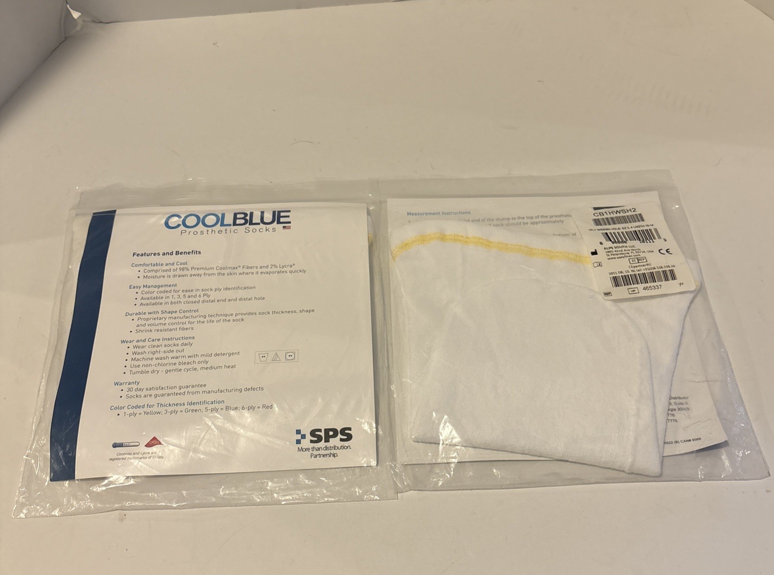 Lot Of 2 Prosthetic Sock Cool Blue 1 Ply CB1MDSH2 Size 2,3 length 10 – 14 New