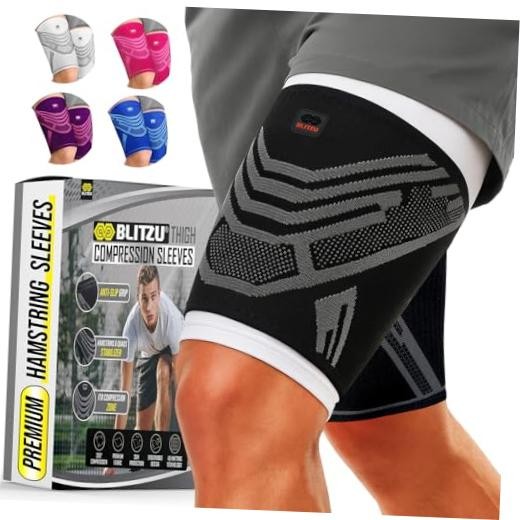 Thigh Compression Sleeve, Hamstring Support Brace for Men Women S Small Black