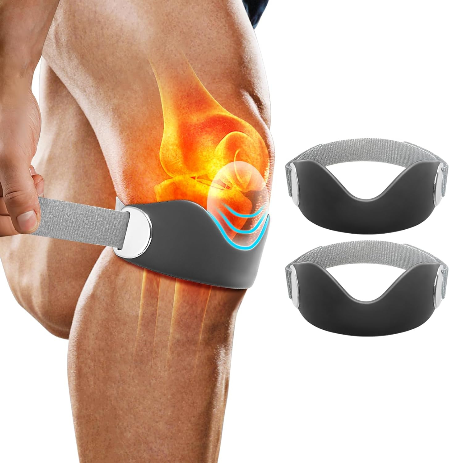 Patellar Tendon Support Strap – 2 Pack Adjustable Non-Slip Patella Band Stabiliz