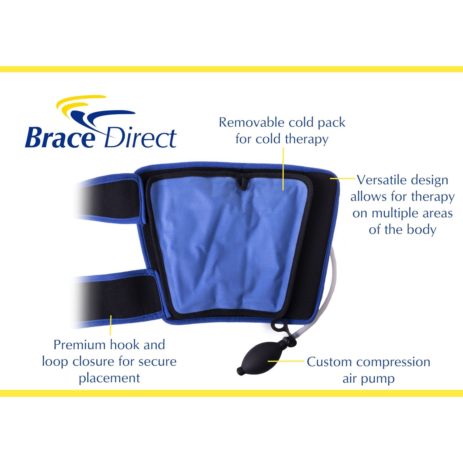 Cryotherapy Air Pump Calf Wrap with Adjustable Compression & Ice Pack for Thigh