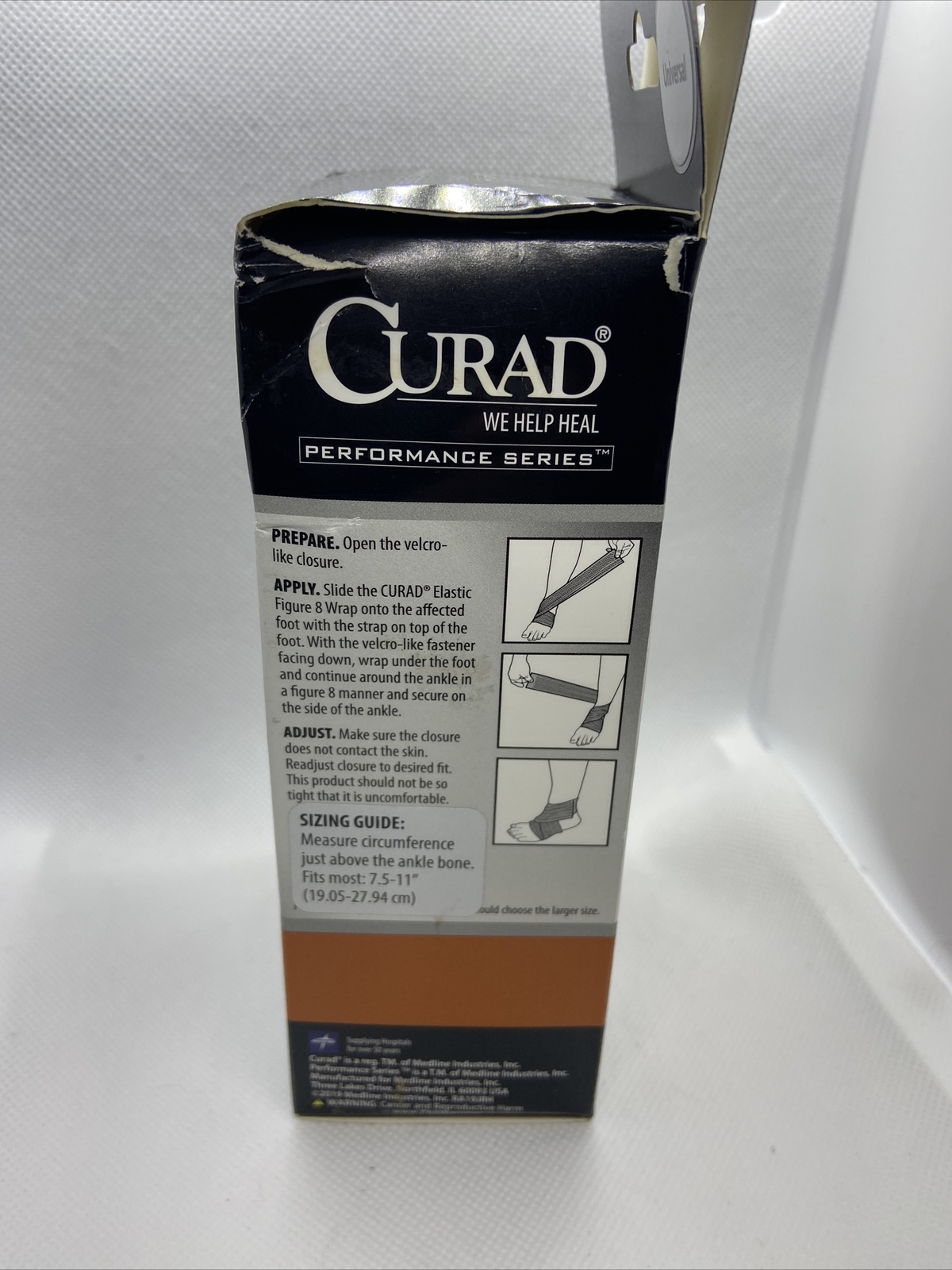 Curad Figure 8 Wrap Ankle Support Medium Universal, New In Box, Free Shipping