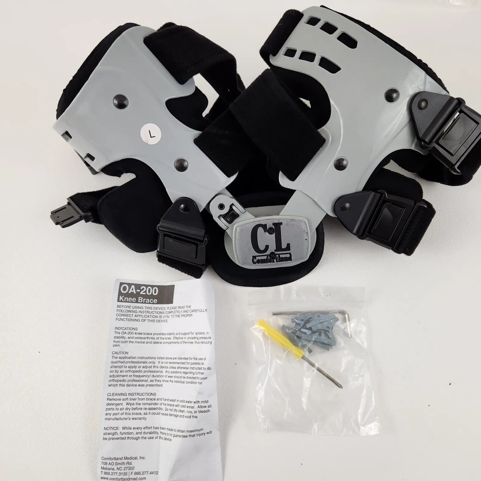 Comfortland OA-200 Left Knee Brace Black Joint Support Hinged Adjustable
