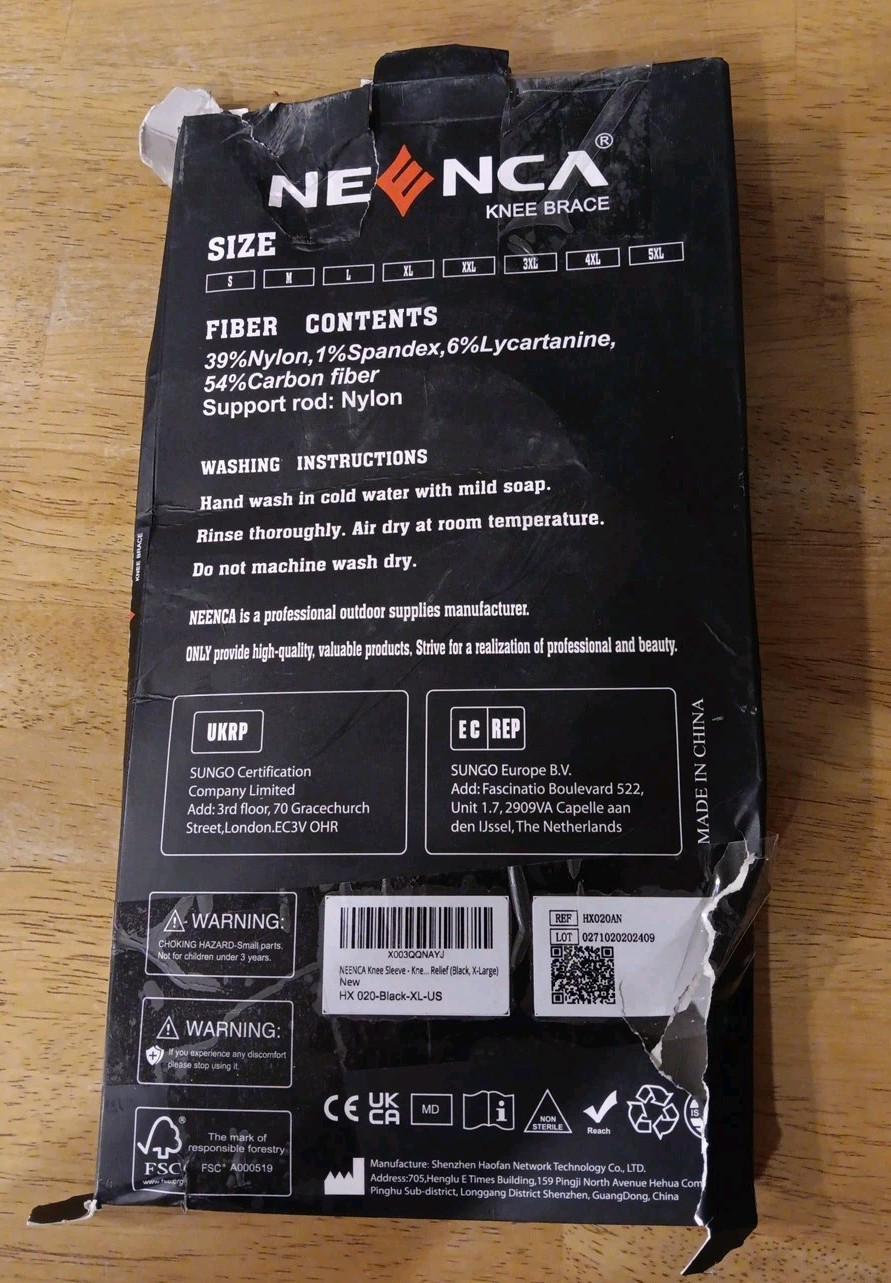 NEENCA Knee Brace Compression Sleeve -XL-Black