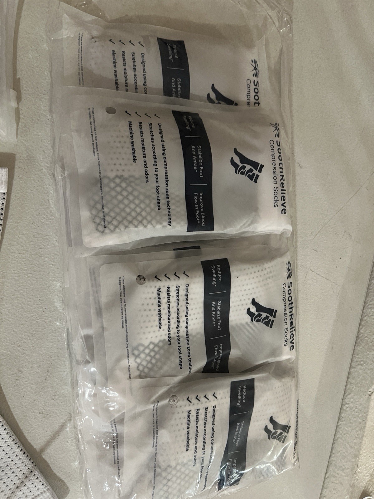 SoothRelieve Compression Sock lot of 8 Unisex Large Neuropathy NEW No Slip Cuff