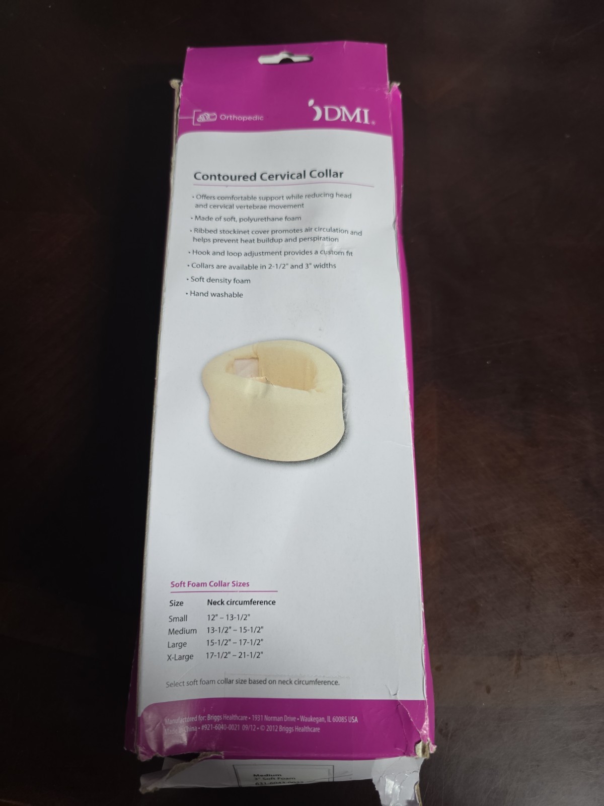 NIB DMI Foam Cervical Collar Comfort Neck Support, Medium, 3-Inch Width, White