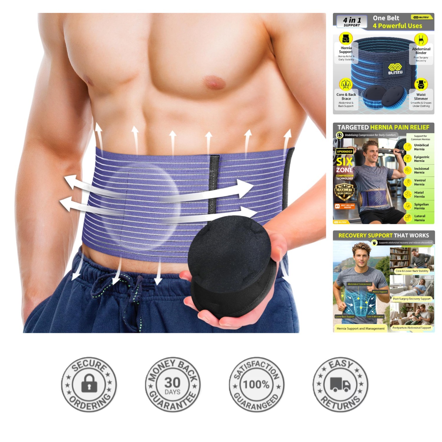 Doctor Recommended Adjustable Hernia Belt for Safe Post-Surgery Recovery – S-M