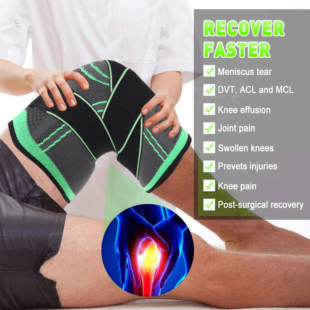 2×Knee Brace Compression Sleeve Support Sport Joint Arthritis Patella Stabilizer