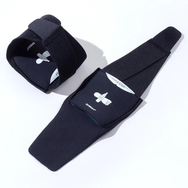 One Pair (2) Orthotic Compression Arch Support Black Adjustable Bandages New