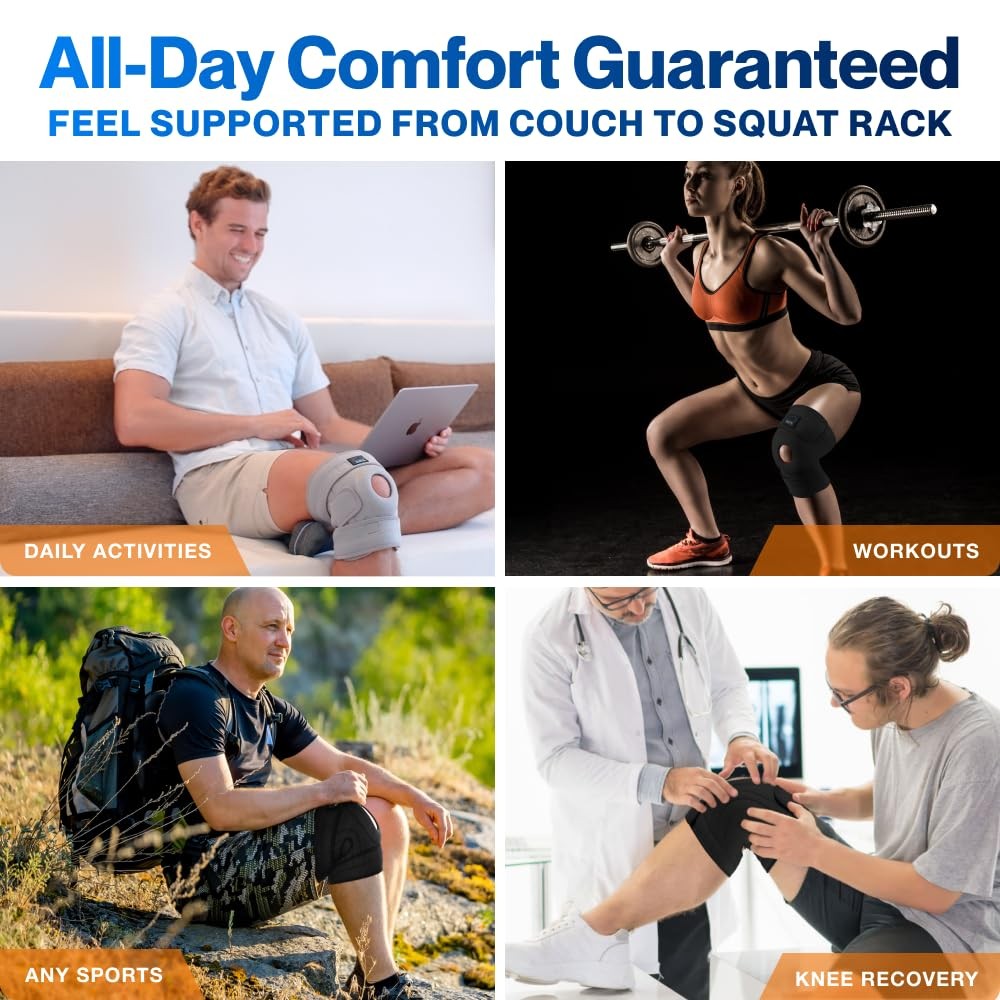 Modvel ELITE Knee Brace for Men & Women – Patella Gel Large/X-Large, A Black