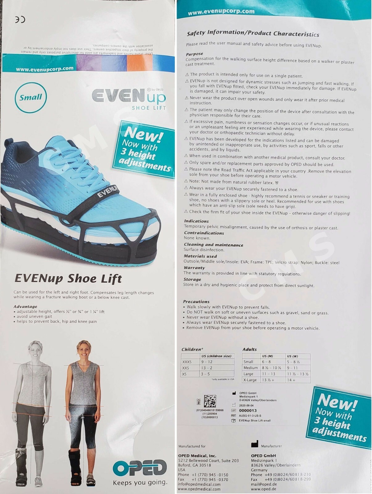 EVENUP Medical Shoe Lift Balancer Walker Boot Leveler Walking Pad Procare USA