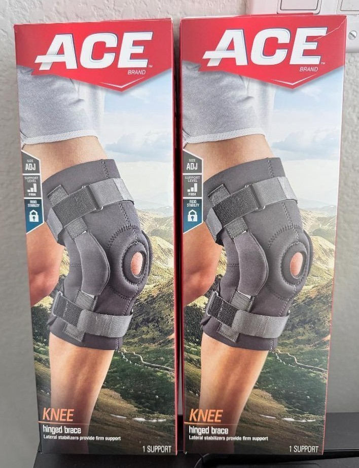 Ace 3M Hinged Two Knee Braces Adjustable Support Firm Left and Right Knee Pair