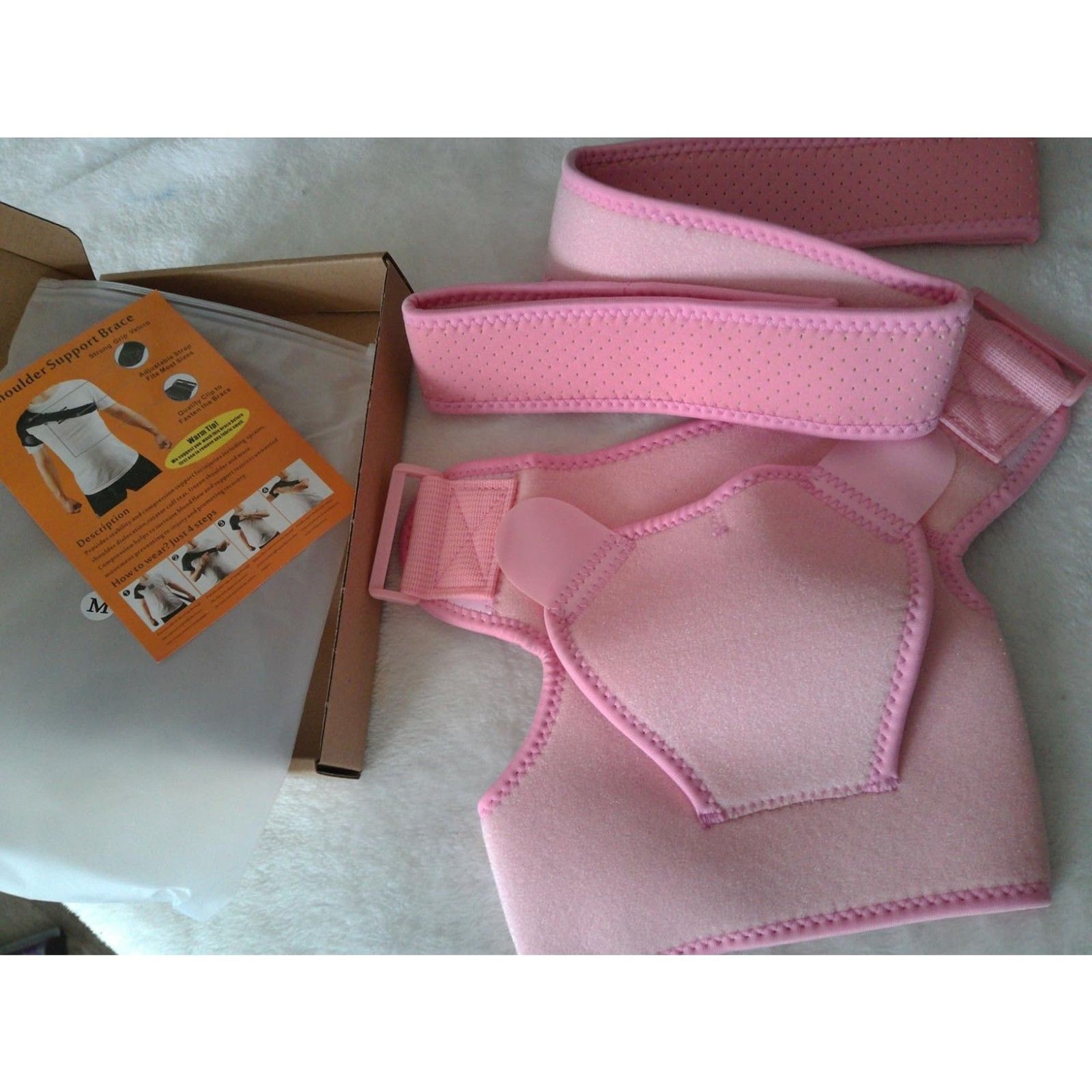 Pink Adjustable Shoulder Brace Wrap One Size for Women & Men