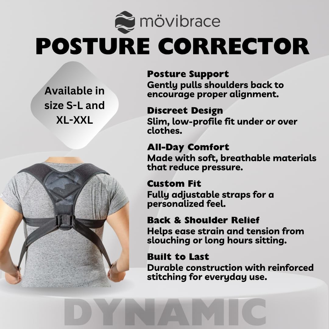 Movibrace Posture Corrector Back Support Brace – Adjustable Shoulder Support
