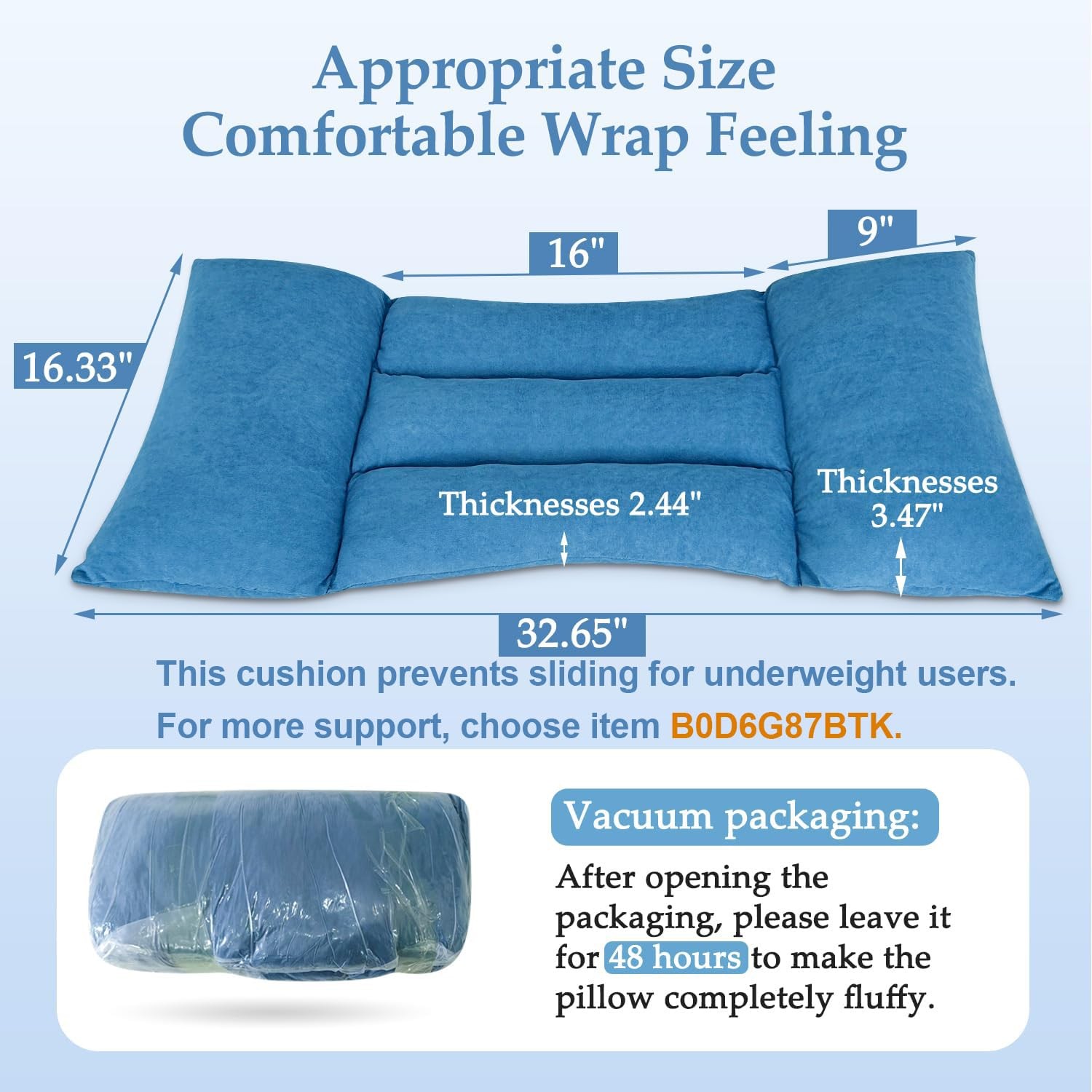 KAVIL Lateral Support for Wheelchair Back Cushion Pressure Blue