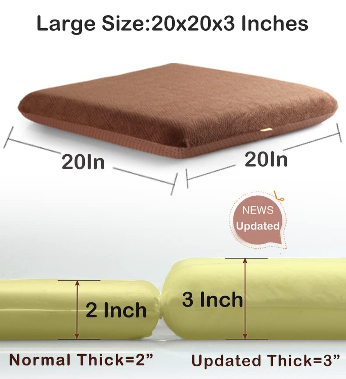 Sigmat Recliner Cushion for Elderly with Memory Foam 20x20x3 Inches Large Squ…