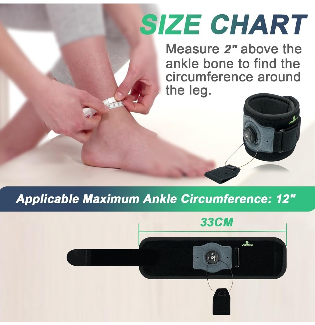 JOWECA drop foot brace reel-adjust Drop Foot Support.Fit Women/Man. 2 Gray-Black