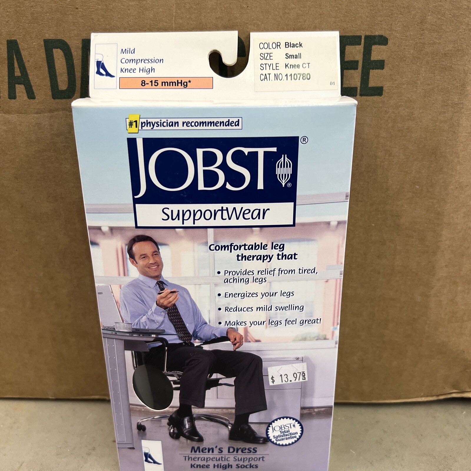 Jobst Mild Compression Men’s 8-15mmHg Black Knee High Support Socks Small NIB
