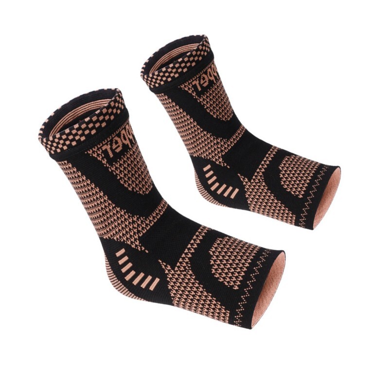 Copper Ankle Brace Support Compression Sleeve Sports Joint Fasciitis Pain Relief