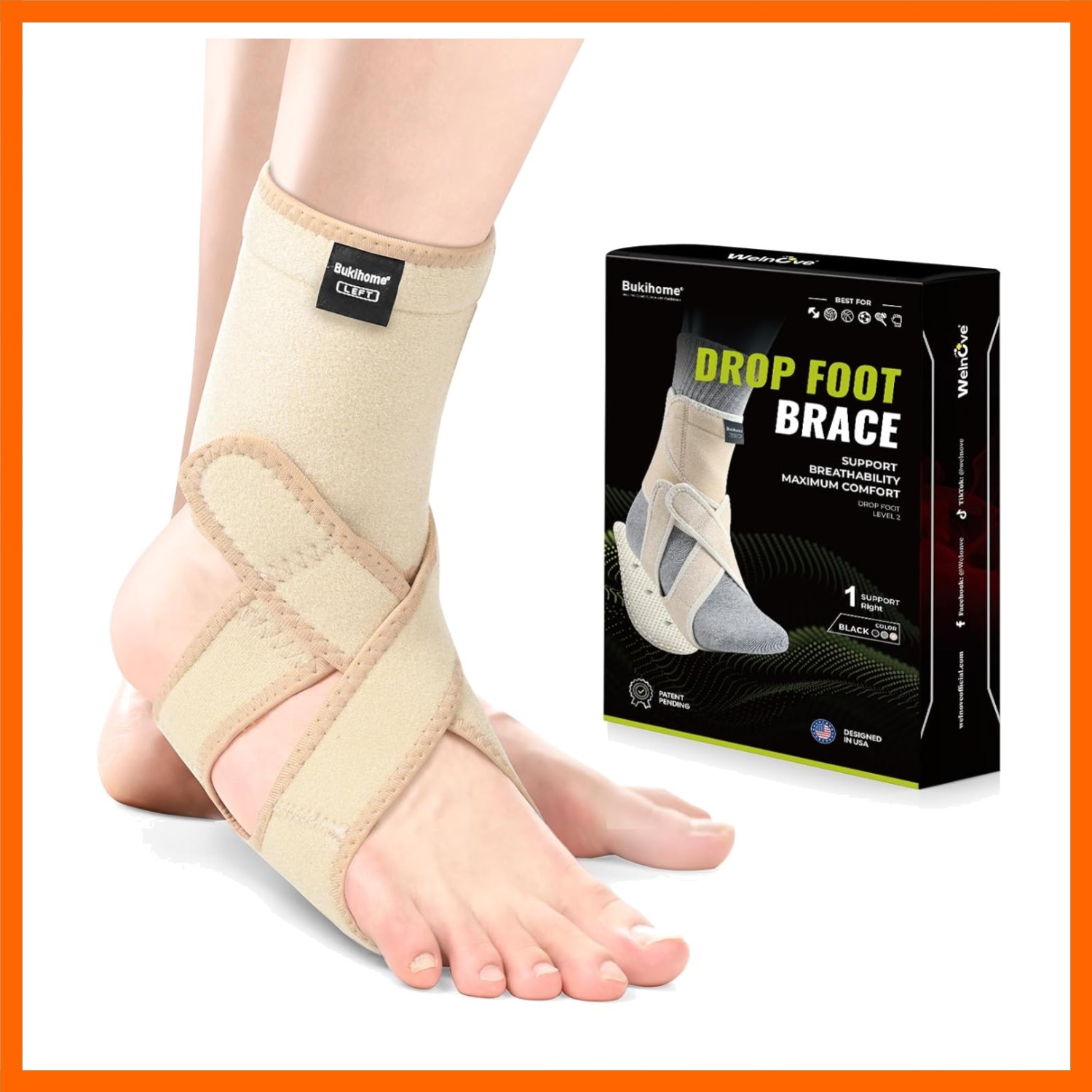 Adjustable AFO Foot Drop Brace – Foot Support for Walking with Shoes, Socks, …