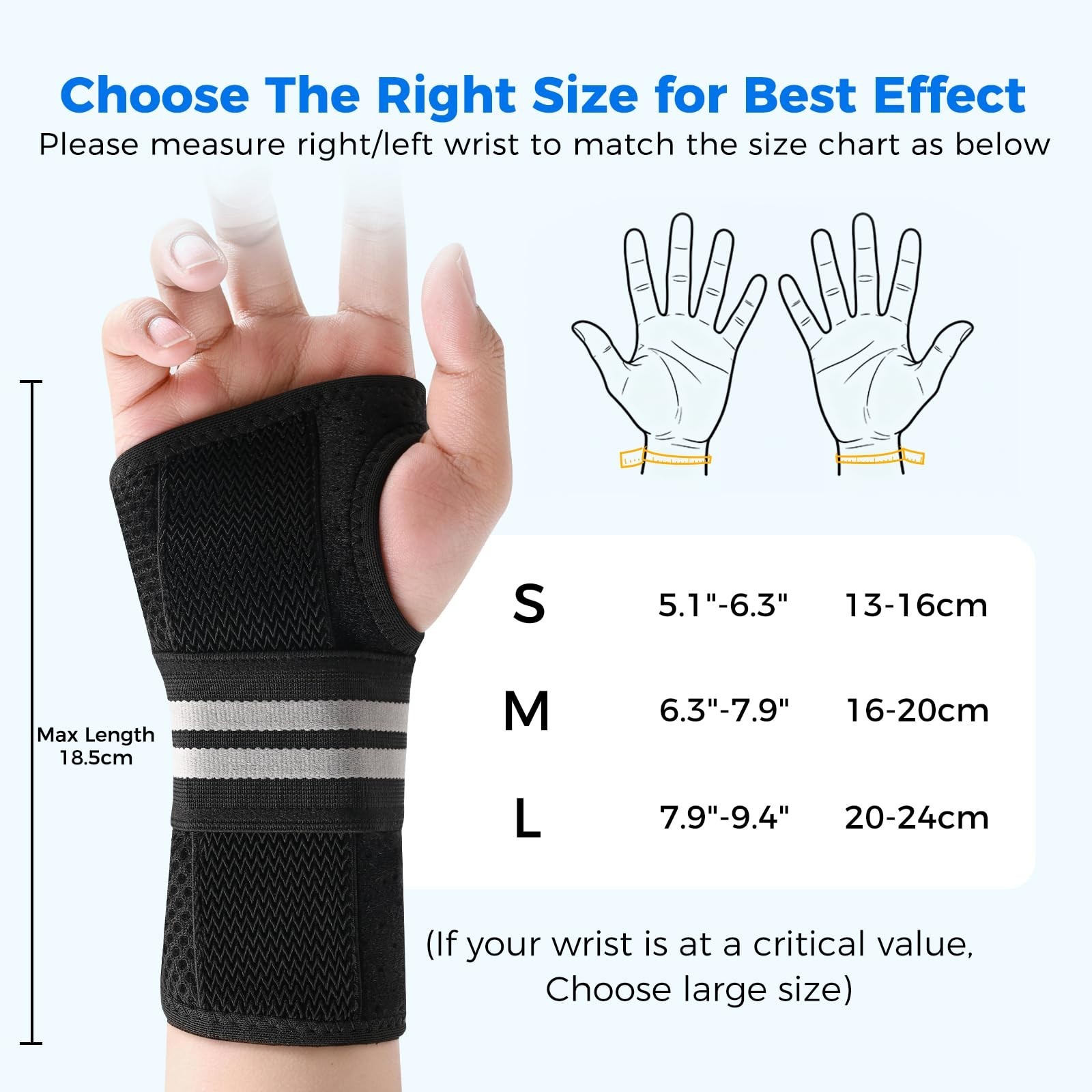 Ergonomic Carpal Tunnel Wrist Brace with 3 Splints, Breathable Support for Pain