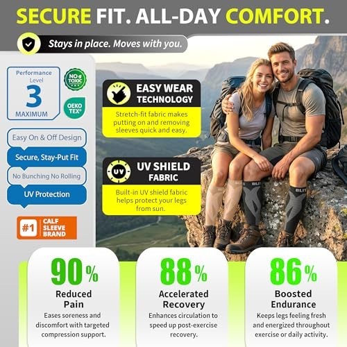 Calf Compression Sleeve Footless Socks Shin Splints Pain Relief for Runners