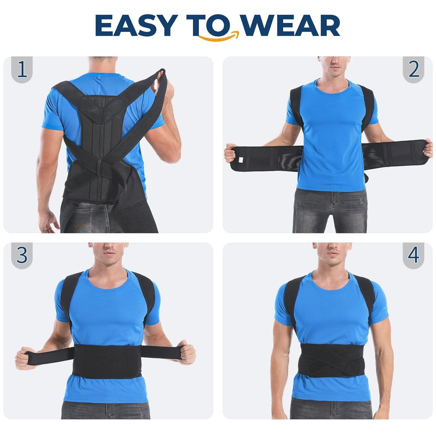 XXL Adjustable Back Brace Posture Corrector – Pain Relief & Support (43″-49″)